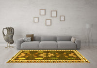 Machine Washable Persian Yellow Traditional Rug, wshtr3416yw