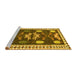 Sideview of Machine Washable Persian Yellow Traditional Rug, wshtr3416yw