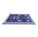 Sideview of Machine Washable Persian Blue Traditional Rug, wshtr3416blu