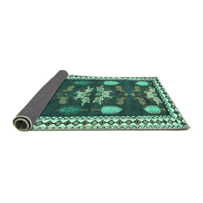 Sideview of Persian Turquoise Traditional Rug, tr3416turq