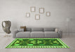 Machine Washable Persian Green Traditional Area Rugs in a Living Room,, wshtr3416grn