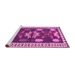 Sideview of Machine Washable Persian Pink Traditional Rug, wshtr3416pnk