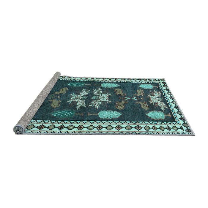 Sideview of Machine Washable Persian Light Blue Traditional Rug, wshtr3416lblu