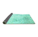 Sideview of Persian Turquoise Traditional Rug, tr3417turq