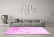 Machine Washable Persian Pink Traditional Rug in a Living Room, wshtr3417pnk