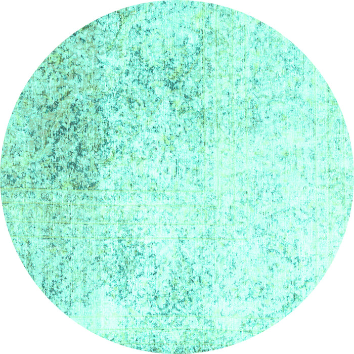 Round Persian Turquoise Traditional Rug, tr3417turq