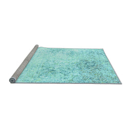 Sideview of Machine Washable Persian Light Blue Traditional Rug, wshtr3417lblu