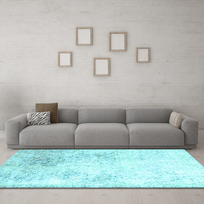 Machine Washable Persian Light Blue Traditional Rug in a Living Room, wshtr3417lblu
