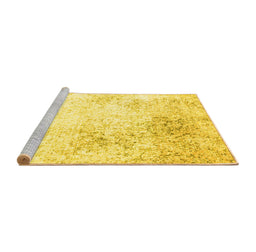 Sideview of Machine Washable Persian Yellow Traditional Rug, wshtr3417yw