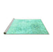 Sideview of Machine Washable Persian Turquoise Traditional Area Rugs, wshtr3417turq