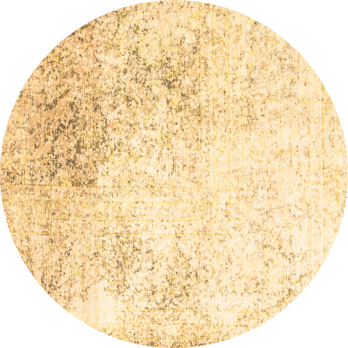 Round Persian Brown Traditional Rug, tr3417brn