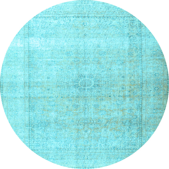 Round Machine Washable Persian Light Blue Traditional Rug, wshtr3418lblu