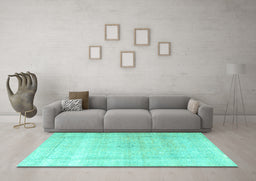 Machine Washable Persian Turquoise Traditional Area Rugs in a Living Room,, wshtr3418turq