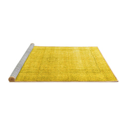 Sideview of Machine Washable Persian Yellow Traditional Rug, wshtr3418yw