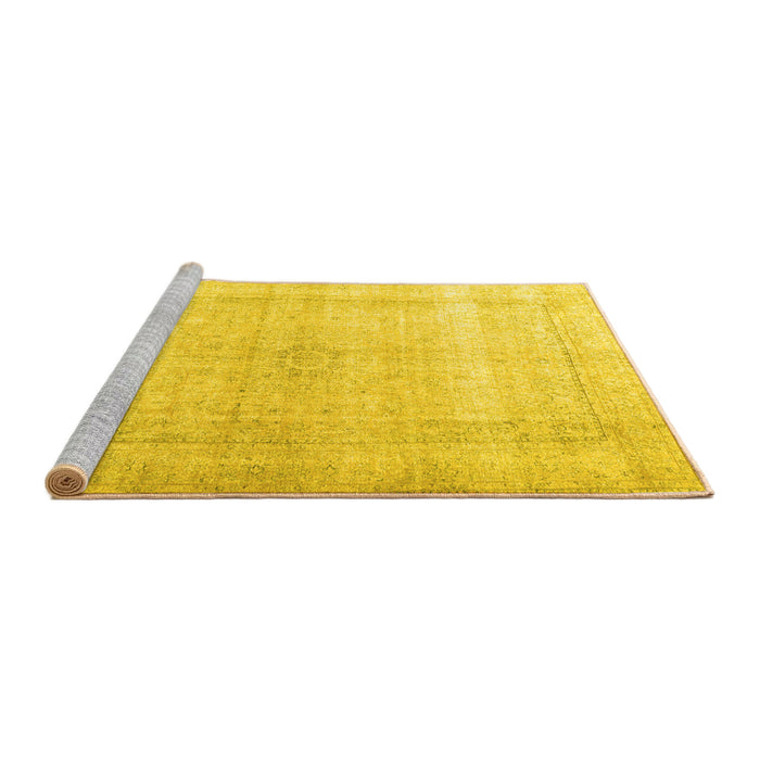 Sideview of Machine Washable Persian Yellow Traditional Rug, wshtr3418yw
