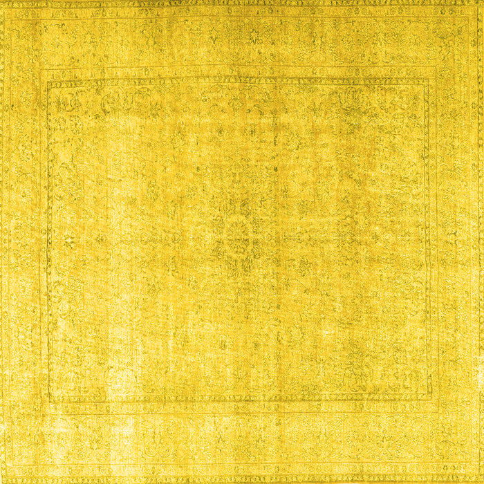 Square Machine Washable Persian Yellow Traditional Rug, wshtr3418yw