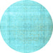 Round Persian Light Blue Traditional Rug, tr3418lblu