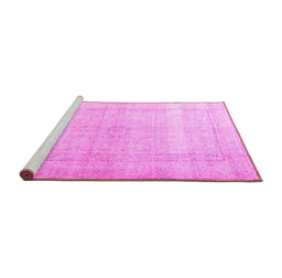 Sideview of Machine Washable Persian Pink Traditional Rug, wshtr3418pnk