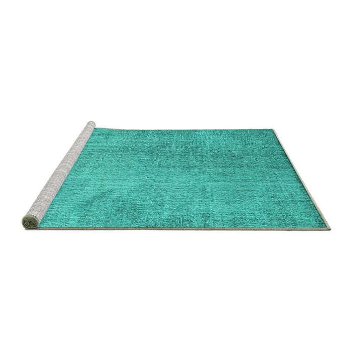 Sideview of Machine Washable Persian Turquoise Traditional Area Rugs, wshtr3419turq