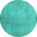Round Persian Turquoise Traditional Rug, tr3419turq