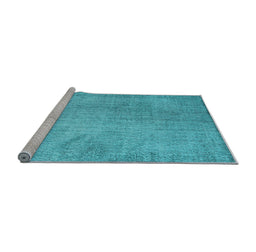 Sideview of Machine Washable Persian Light Blue Traditional Rug, wshtr3419lblu