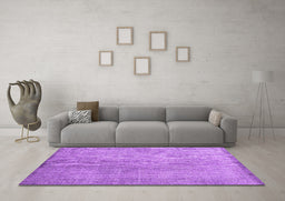 Machine Washable Persian Purple Traditional Area Rugs in a Living Room, wshtr3419pur