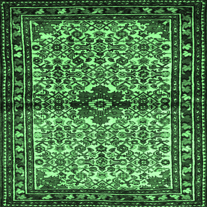 Square Machine Washable Persian Emerald Green Traditional Area Rugs, wshtr341emgrn
