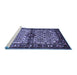 Sideview of Machine Washable Persian Blue Traditional Rug, wshtr341blu