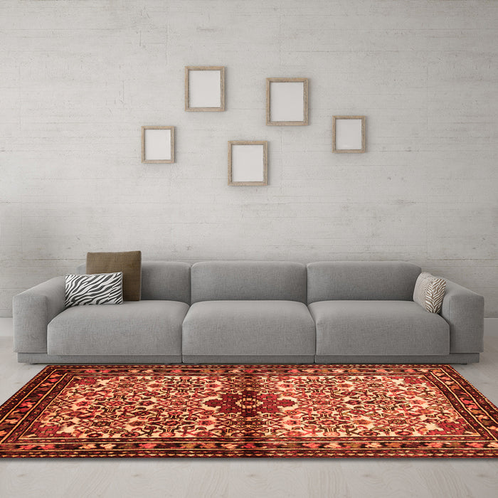 Machine Washable Persian Orange Traditional Area Rugs in a Living Room, wshtr341org