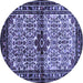 Round Machine Washable Persian Blue Traditional Rug, wshtr341blu