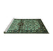 Sideview of Machine Washable Persian Turquoise Traditional Area Rugs, wshtr341turq