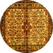 Round Machine Washable Persian Yellow Traditional Rug, wshtr341yw