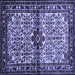 Square Machine Washable Persian Blue Traditional Rug, wshtr341blu