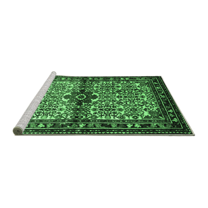 Sideview of Machine Washable Persian Emerald Green Traditional Area Rugs, wshtr341emgrn
