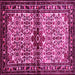 Square Machine Washable Persian Pink Traditional Rug, wshtr341pnk