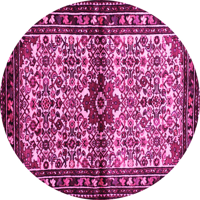 Round Machine Washable Persian Pink Traditional Rug, wshtr341pnk
