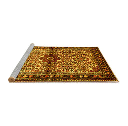 Sideview of Machine Washable Persian Yellow Traditional Rug, wshtr341yw