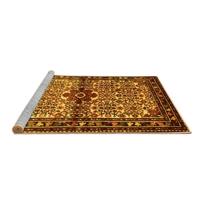 Sideview of Machine Washable Persian Yellow Traditional Rug, wshtr341yw