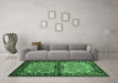 Machine Washable Persian Emerald Green Traditional Area Rugs in a Living Room,, wshtr341emgrn