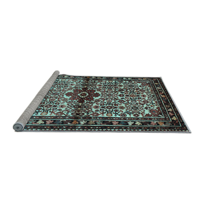Sideview of Machine Washable Persian Light Blue Traditional Rug, wshtr341lblu