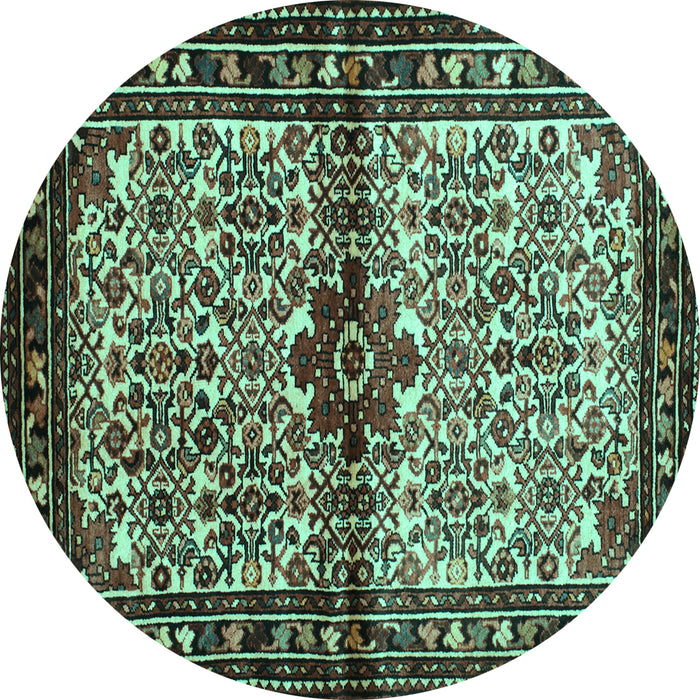Round Machine Washable Persian Turquoise Traditional Area Rugs, wshtr341turq