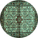 Round Machine Washable Persian Turquoise Traditional Area Rugs, wshtr341turq