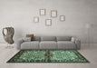 Machine Washable Persian Turquoise Traditional Area Rugs in a Living Room,, wshtr341turq