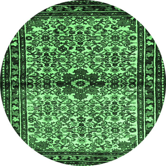Round Machine Washable Persian Emerald Green Traditional Area Rugs, wshtr341emgrn