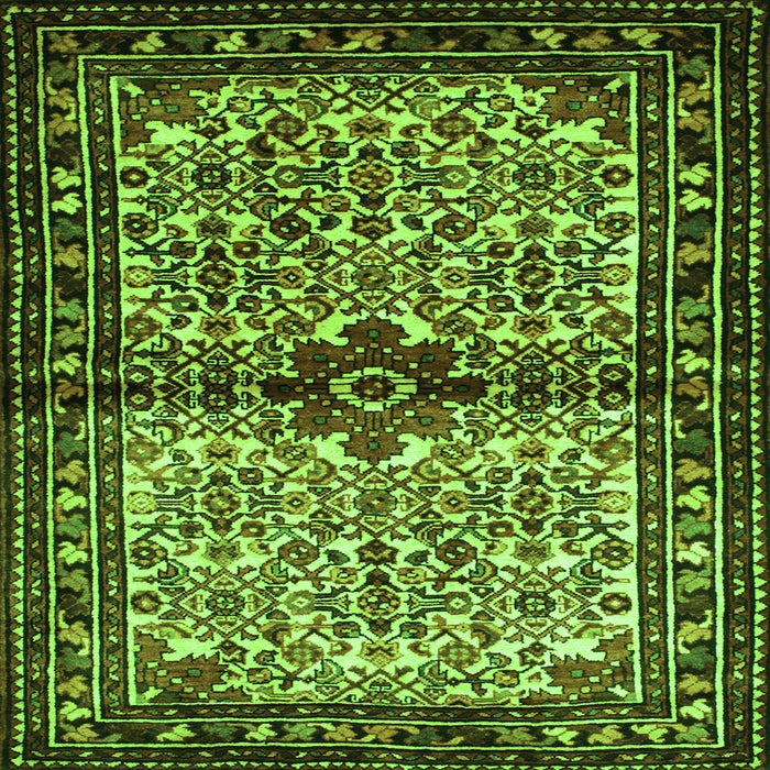 Round Machine Washable Persian Green Traditional Area Rugs, wshtr341grn