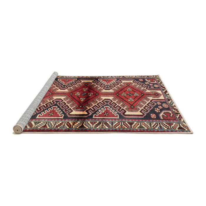 Sideview of Machine Washable Traditional Saffron Red Rug, wshtr342