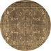 Round Persian Brown Traditional Rug, tr3420brn