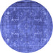 Round Machine Washable Persian Blue Traditional Rug, wshtr3420blu