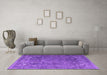 Machine Washable Persian Purple Traditional Area Rugs in a Living Room, wshtr3420pur