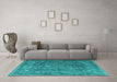 Machine Washable Persian Turquoise Traditional Area Rugs in a Living Room,, wshtr3420turq